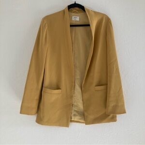 Aritzia Wilfred Solaina Cairo Gold Blazer Open Front Relaxed Workwear Minimalist